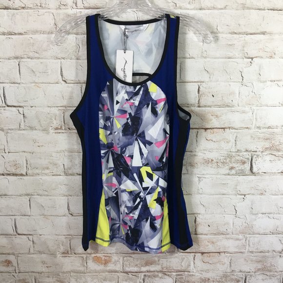X by Gottex Women's LG Blue Multicolor Tank Top Racerback Athletic Tank Top NWT - Picture 1 of 6